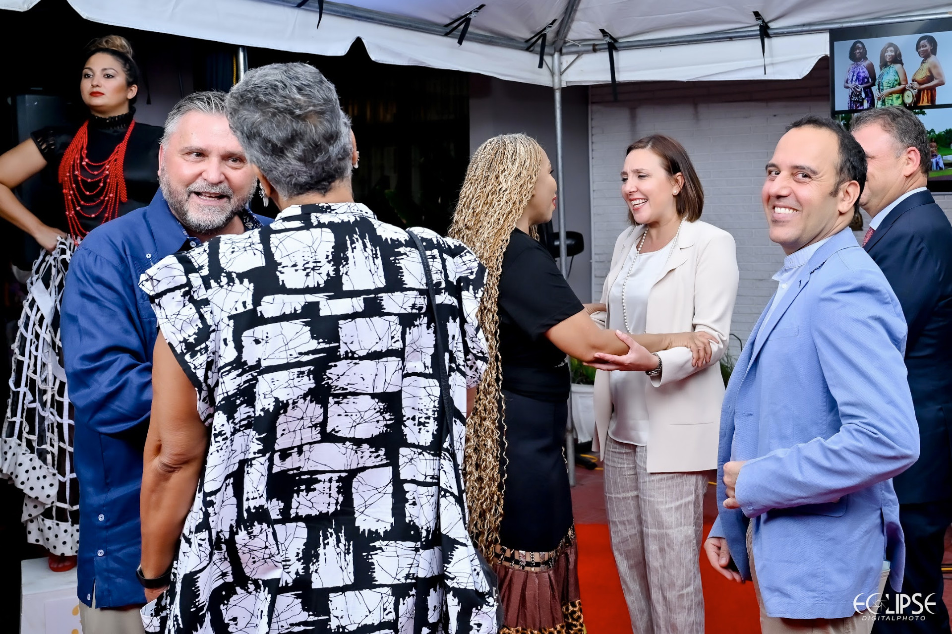 Sonia Noel greeting international dignitaries at the 30th anniversary reception